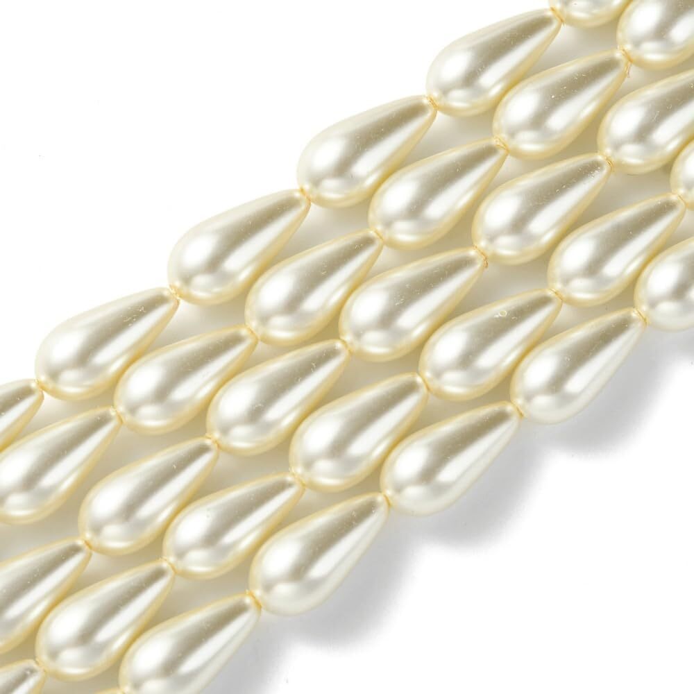 2926 About 200Pcs Glass Drop Shaped Pearl Beads Painted Elegant Teardrop